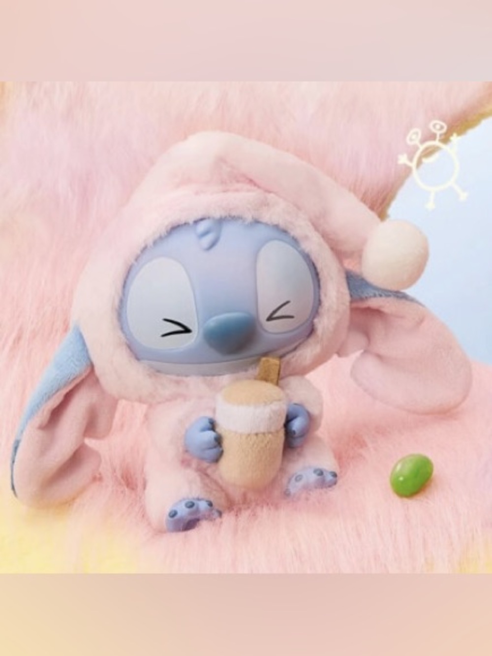 Miniso Stitch Eat Something Before Sleep Confirmed Milk Tea Desire Plush Pendant